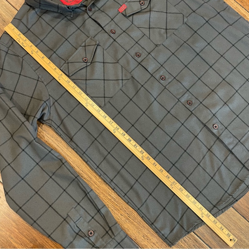 DIXXON Flannel Company “The Lafayette”, Long Sleeve Gray Plaid Button-up Shirt - Picture 8 of 9